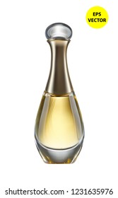 Highly realistic image of a bottle of perfume on a white background