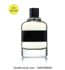 Highly realistic image of a bottle of perfume on a white background