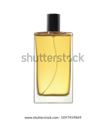 Highly realistic image of a bottle of perfume on a white background