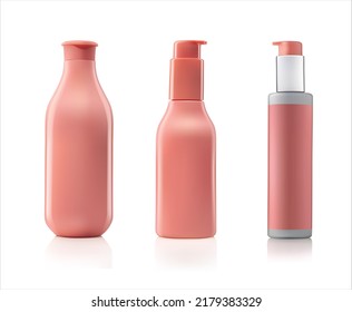 Highly realistic image of three plastic jars with cosmetics isolated on a white background.