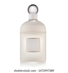 Highly realistic perfume bottle or body lotion isolated on white background
