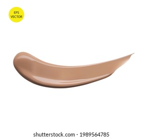 Highly realistic smear of beige foundation of cosmetic product, isolated on white background.