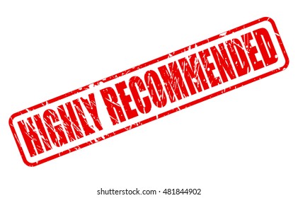 HIGHLY RECOMMENDED red stamp text on white