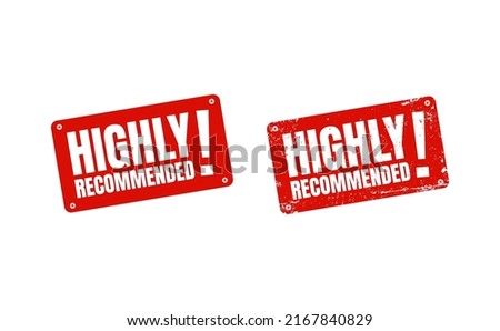 highly recommended stamp. badges label business vector icon