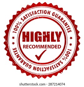 Highly Recommended stamp, Sticker, Label or Badge Isolated on White Background 