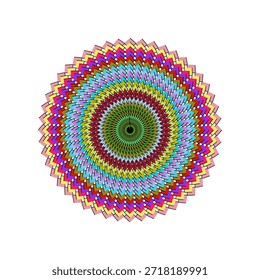 Ilustração de vetor de mandala de design plano altamente escalável com cores vibrantes, motivos florais intrincados e simetria perfeita. Ideal para arte digital, mídia impressa e projetos decorativos que exigem gráficos nítidos e independentes de resolução.