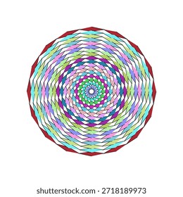Mandala vetorial altamente escalável com motivos florais vibrantes de design plano, simetria radial e detalhes geométricos intrincados. Ideal para projetos de arte digital, mídia impressa e decoração comercial.