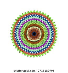 Mandala vetorial altamente escalável com intrincados motivos florais, cores vibrantes e simetria perfeita. Ideal para arte digital, impressão, branding e projetos decorativos. Totalmente editável e independente de resolução.