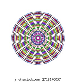 Ilustração de mandala vetorial altamente escalável com intrincados motivos florais, cores vibrantes e design simétrico. Ideal para arte digital, impressão, branding e projetos decorativos com caminhos nítidos e editáveis.