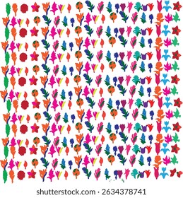 A highly stylized collection of abstract and geometric floral icons in vivid colors. Suitable for modern branding and craft designs.