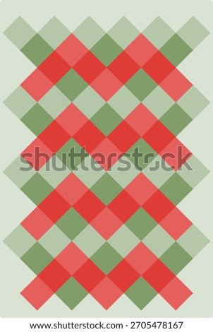 A highly stylized and geometric Christmas ornament design, constructed entirely from layered green circles to form a round shape, topped with a red and green abstract ribbon or bow.