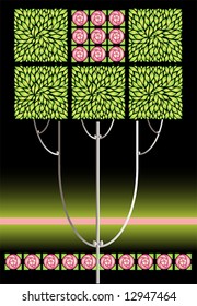 highly stylized rose tree in the art nouveau style