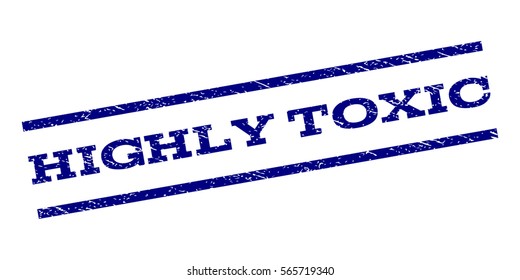 Highly Toxic watermark stamp. Text tag between parallel lines with grunge design style. Rubber seal stamp with dirty texture. Vector color ink imprint on a white background.