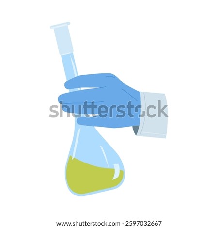 A highly trained professional scientist skillfully demonstrating important laboratory techniques using a flask
