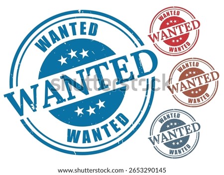 Highly Wanted Stamp Vector Set, Grunge Rubber Most Desired Label Pack
