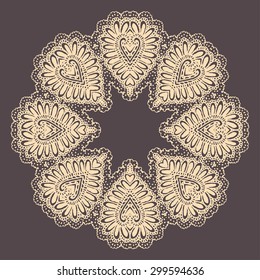 Highly-detailed Mandala. Hand Drawn Round Ornament. Lacy Ethnic Pattern. Indian, Arabic, Islam, ottoman motif. Ornamental Rosette Isolated.