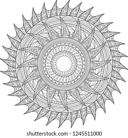 A highly-detailed mandala inspired by the sea and the creatures that live there. Perfect for a coloring project, or as a tattoo design.