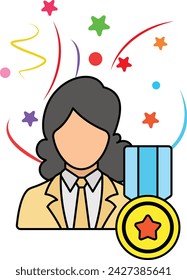 highly-trained and precise certified professional lady concept, well-practiced, efficient vector design, self improvement  workplace Symbol business motivation Sign goal-directed behavior illustration