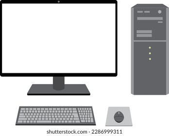 High-performance desktop computer with mouse and keyboard illustration