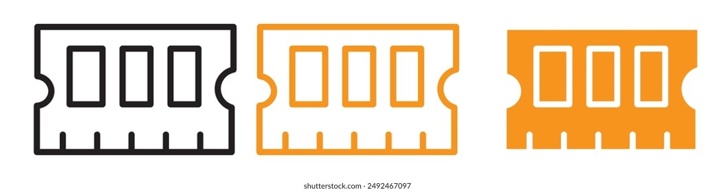 Hochleistungs-Arbeitsspeicher-RAM-Symbol für Technologie- und Computergrafiken Ideal für die Darstellung von Arbeitsspeicher und RAM-Modulen
