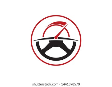 High-Performance Speedometer and Steering Wheel:  Modern Automotive Design, Red and Black, 
