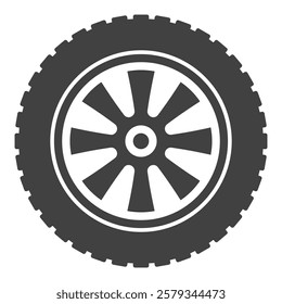 High-performance tire vector icon - Racing wheel and rim concept symbol