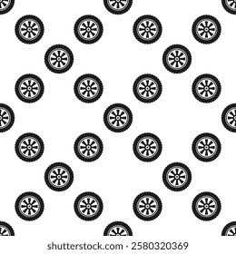 High-performance tire vector seamless pattern - Racing wheel and rim concept background