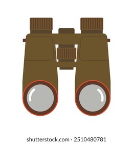 High-power binoculars isolated on a white background, camping gear vector illustration