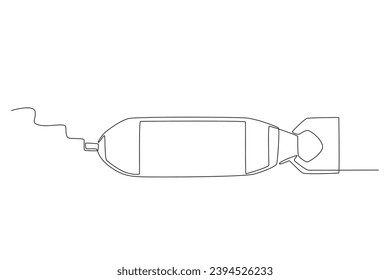 Un arma nuclear de alta potencia. Dibujo de una sola línea de armas nucleares