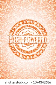 High-powered abstract orange mosaic emblem