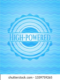 High-powered light blue water wave emblem background.