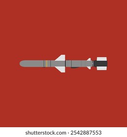 High-quality 2D vector illustration of an advanced anti-ship missile, designed for military and defense-themed projects.