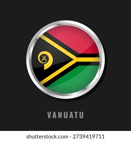 A high-quality 3D circular framed flag of Vanuatu with a glossy finish and silver border. Representing Ni-Vanuatu heritage and national pride in a modern round design.