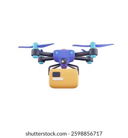 High-quality 3D drone box vector icon. Perfect for delivery, logistics, and technology-related projects. Ideal for websites, apps, and designs representing drone shipping and aerial transport