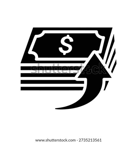 High-quality 3D illustration of a rising arrow on stacked dollar bills symbolizing financial growth, investment success, and business prosperity in a clean, professional style.