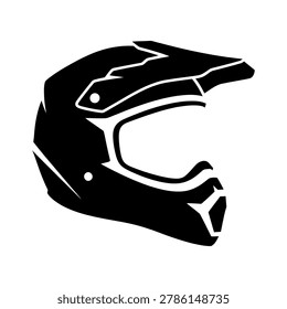 High-quality 3D render of a sleek black motocross helmet with white accents, perfect for sports and safety campaigns.