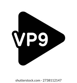 High-quality 3D render of VP9 video codec logo with glossy finish, ideal for tech, media, and digital content projects.