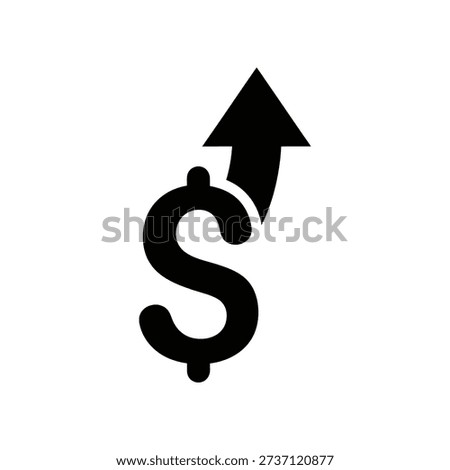 High-quality 3D rendered dollar sign with upward arrow symbolizing financial growth, success, and business prosperity in minimalist black design.