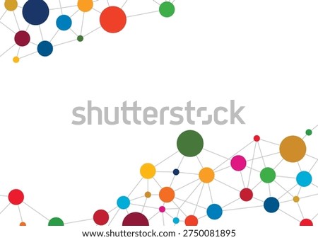 High-quality abstract background featuring colorful network nodes and lines in SDGs colors. The central white space is ideal for placing titles or logos for ESG reports, corporate social responsibility (CSR) documents, and annual reports. This modern design symbolizes global partnership and sustainable growth.