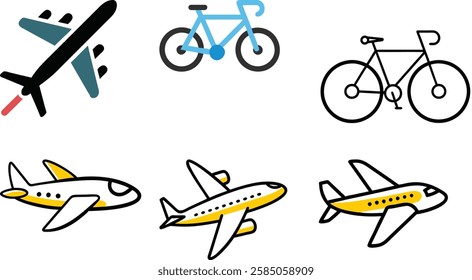 High-quality airplane icon vector art illustration bundle. Perfect for aviation, travel, and transportation designs.