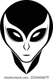 High-quality alien face vector illustration featuring a futuristic and mysterious design. Ideal for sci-fi projects, gaming assets, digital artwork, and space-themed visuals.