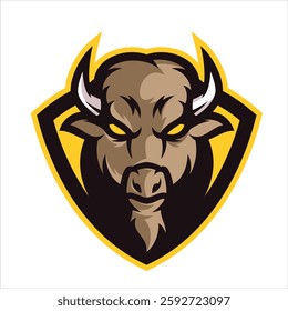 "High-quality angry bull mascot logo vector illustration design, perfect for gaming logos, esports teams, and branding. Fierce, customizable, and professional design to elevate your game or team.