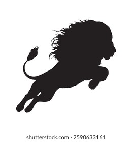 High-Quality Attacking Lion Silhouette for Intense and Fearsome Visuals - Lion Vector - Lion Icon
