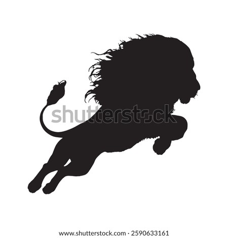 High-Quality Attacking Lion Silhouette for Intense and Fearsome Visuals - Lion Vector - Lion Icon

