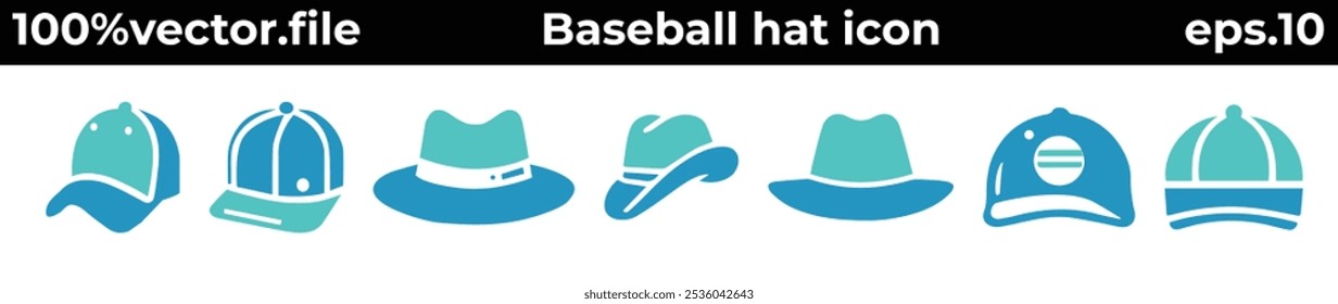 Hochwertige Baseball Hat Vektorsymbole, perfekt für Branding, Sportbekleidung und Bekleidungsdesigns