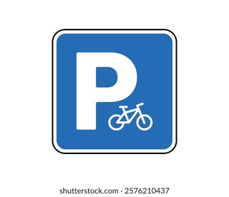 High-Quality Bicycle Parking with Blue Pin Symbol - Best Vector Art for Indicating Bike Parking Locations in Urban and Public Spaces