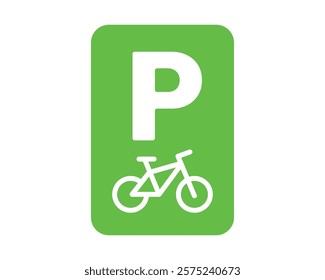 High-Quality Bicycle Parking Green Vertical Sign - Best Vector Art for Urban and Public Spaces, Clear Direction for Cyclists