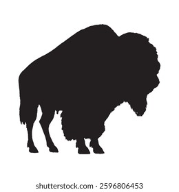 High-Quality Black Bison Silhouette for Versatile and Timeless Visuals - Bison Vector - Bison Icon
