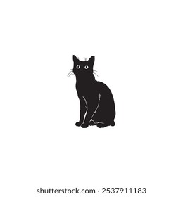 High-Quality Black Cat Silhouette Vector Illustration for Branding,Modern Black Cat Silhouette for Design Projects