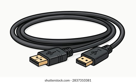 High-quality black HDMI cable with gold-plated connectors, isolated on white background.